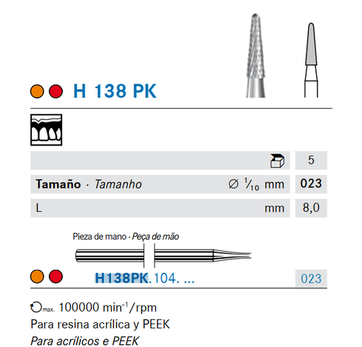 [KO6671] H138PK.104.023 KOMET carburo lab peek