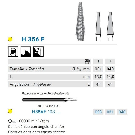 [KO5349] H356F.103.023 KOMET CARBURO LAB FRESADO