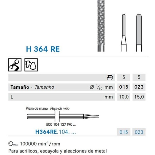 [KO5424] H364RE.123.010 KOMET CARBURO LAB FRESADO