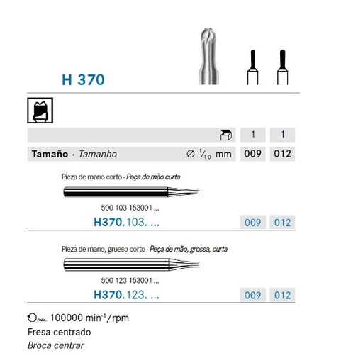 [KO5446] H370.103.009 KOMET CARBURO LAB FRESADO