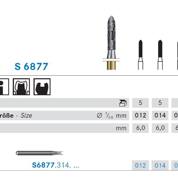 S6877.314.012 KOMET DIAMANTE CLINICA SERIE S 5 UD