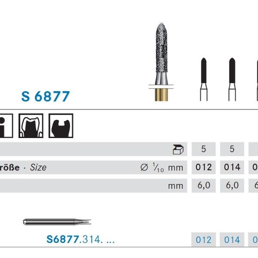 [KO5912] S6877.314.012 KOMET DIAMANTE CLINICA SERIE S 5 UD