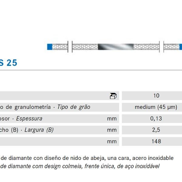 TIRAS PULIR KOMET WS25.0. KOMET DIAMANTE 10 UD