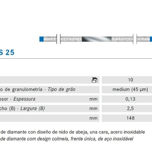 [KO5963] TIRAS PULIR KOMET WS25.0. KOMET DIAMANTE 10 UD