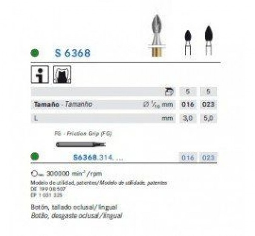 [KO6544] S6368.314.023 KOMET DIAMANTE CLINICA SERIE S 5uds.