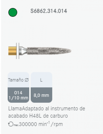 [KO6635] S6862.314.014 KOMET diamante clínica serie S 5 ud