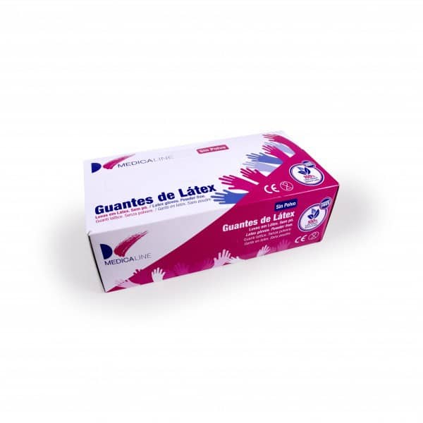 GUANTES MEDICALINE LATEX SIN POLVO 100uds.
