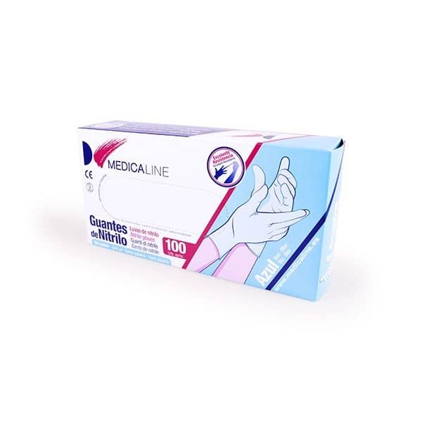 GUANTES MEDICALINE NITRILO AZUL 100uds.