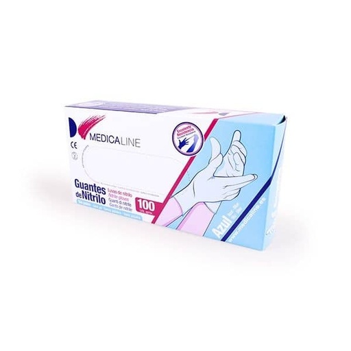 [ME0960] GUANTES MEDICALINE NITRILO AZUL 100uds. (Extra pequeño)