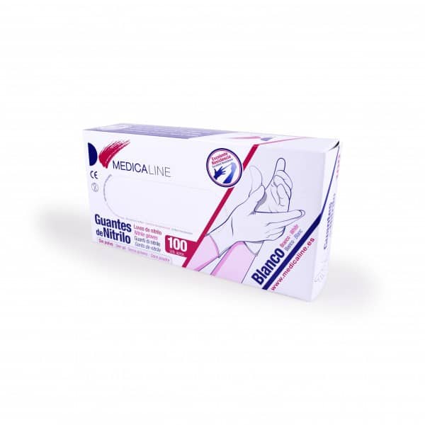 GUANTES MEDICALINE NITRILO BLANCO 100uds.