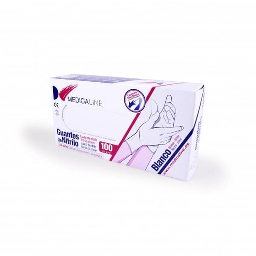 [ME0975] GUANTES MEDICALINE NITRILO BLANCO 100uds. (Grande)