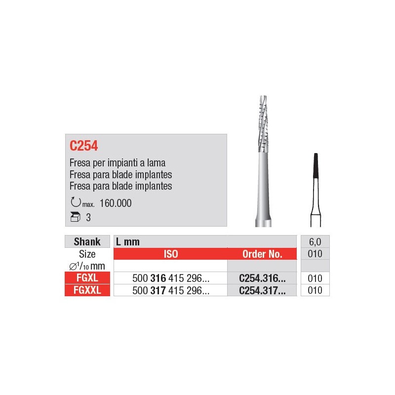 C254-316-010 FRESA QUIRURGICA FGXL P/HUESO 3ud.