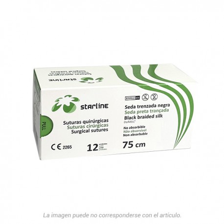 SUTURA SEDA 75cm. AGUJA 1/2 CIRCULO 20cm. 12uds