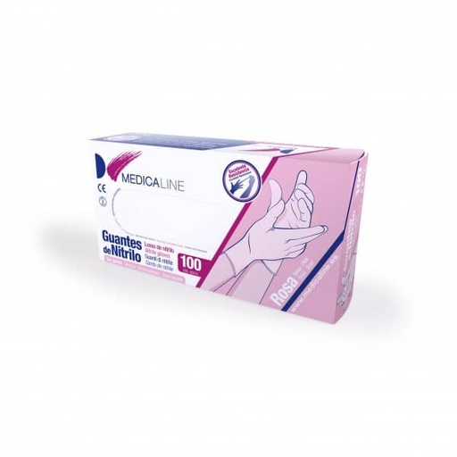 [ME0961] GUANTES MEDICALINE NITRILO ROSA 100uds. (Extra pequeño)