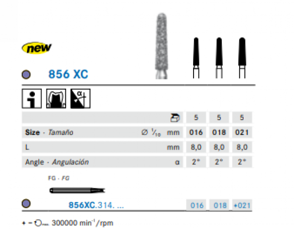 FRESA KOMET DIAMANTE CLINICA 5uds. 856XC.314