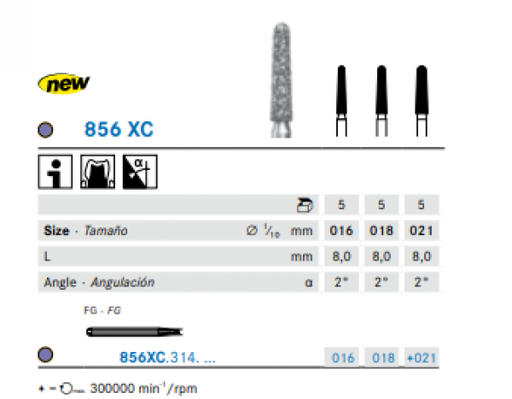 [KO6609] FRESA KOMET DIAMANTE CLINICA 5uds. 856XC.314 (.016)