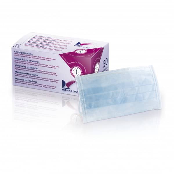 MASCARILLAS RECTANGULAR AZUL MEDICALINE 50u.