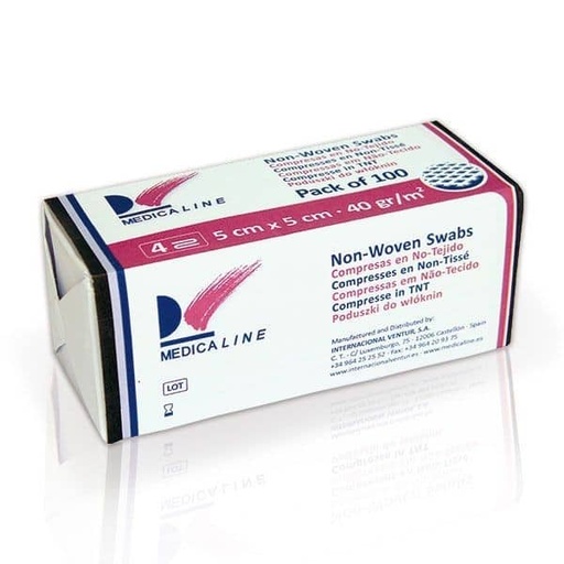 [ME0940] GASAS MEDICALINE 5x5cm. NO ESTERIL 40g/m2 100u.