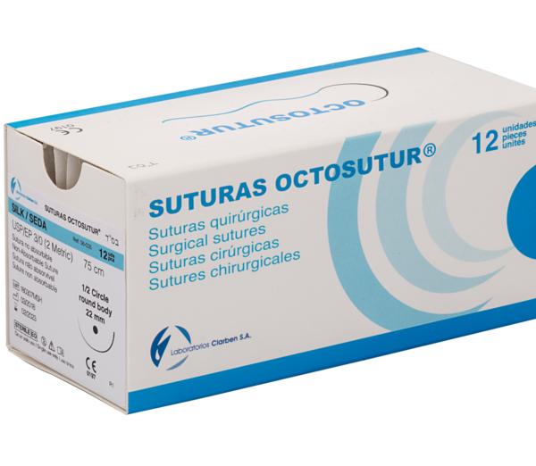 OCTOSUTUR SEDA 3/8 CIRC.TRI.4/0 16mm.45cm.12ud.