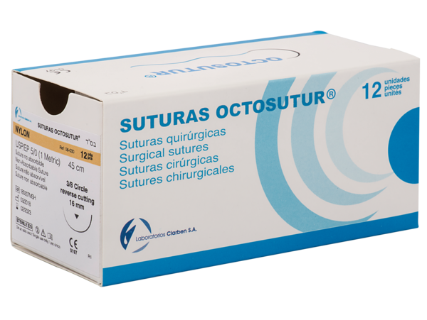 OCTOSUTUR SEDA 1/2 CIRC.TRI.3/0 22mm.75cm.12ud.