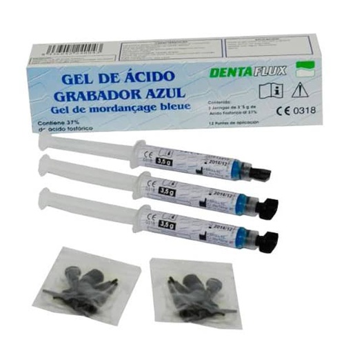 [DN0003] GEL ACIDO GRABADOR 37% JERINGA. 3x3,5gr.  AZUL