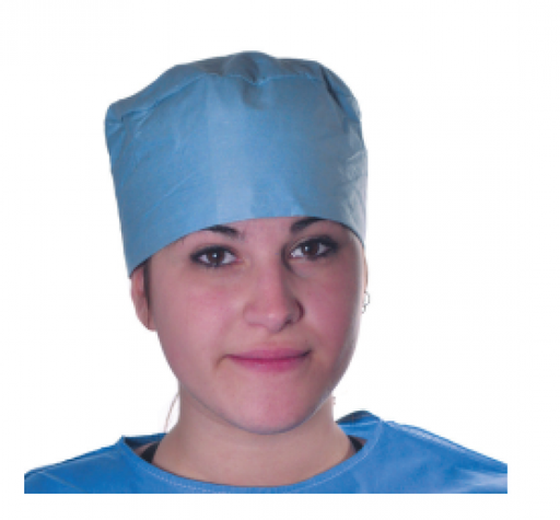 [AL0062] GORRO IMPERMEABLE AZUL CON ELASTICO POSTERIOR 25UD