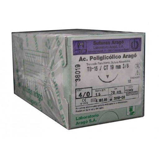 [AR0067] SUTURA A.POLIGLICOLICO TB-15 5/0 12ud.