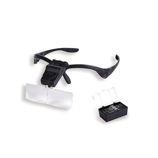 [BB0001] LUPAS BINOCOLARES C/MONTURA LED Y 5 LENTES