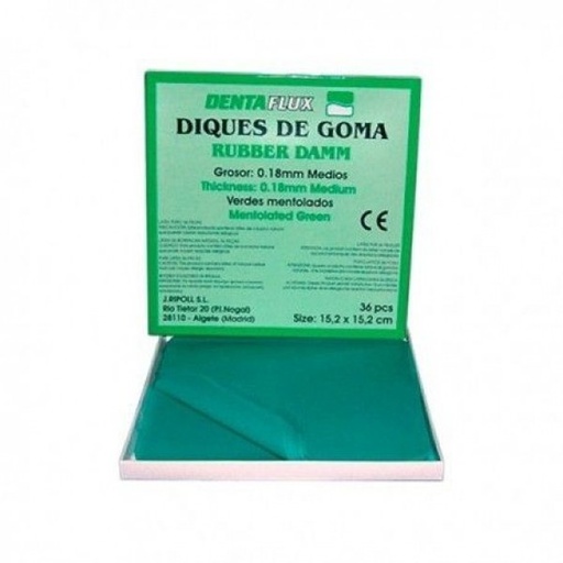 [DN0107] DIQUE GOMA VERDE MENTOL. 36ud.