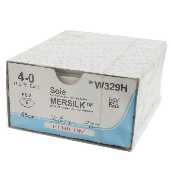 SUTURA MERSILK 4/0 FS-2 3/8C 19mm 45cm 36ud.