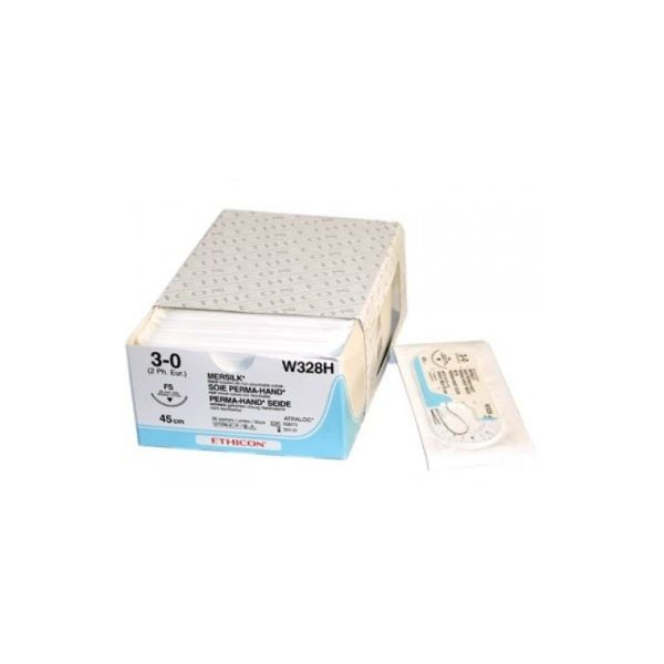 SUTURA MERSILK 3/0 X-1 1/2C 22mm 45cm 36ud.