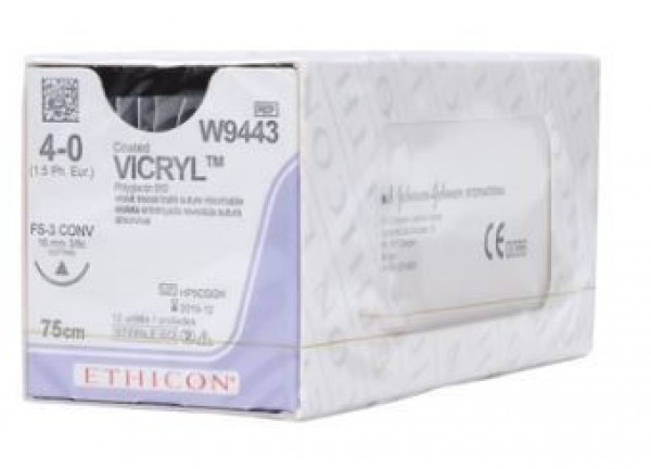 SUTURA VICRYL 4/0 FS-3 3/8C 16mm 75cm 12ud.
