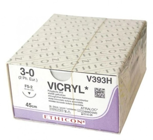 [ET0044] SUTURA VICRYL 5/0 FS-3 3/8C 16mm 75cm 12ud.