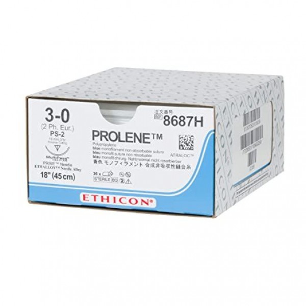 SUTURA PROLENE 6/0 PC-3 3/8C 16mm 45cm 12ud.