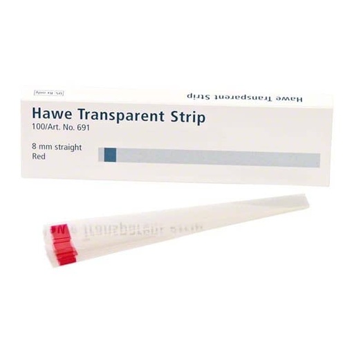 [HN0124] 691 TIRAS HAWE TRANSPARENTE 8x100. ROJA 100ud.