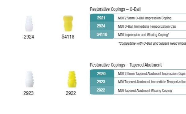 2924 2,9 mm O-BALL IMMEDIATE TEMPORIZATION CAP