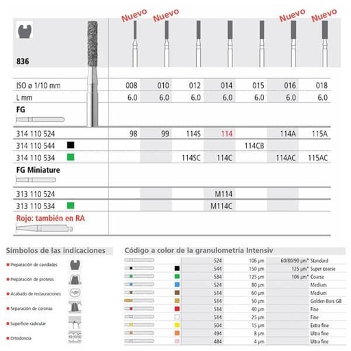 [IN0340] FG 114S/6  836-012 FG DIAM. MEDIO 6ud.