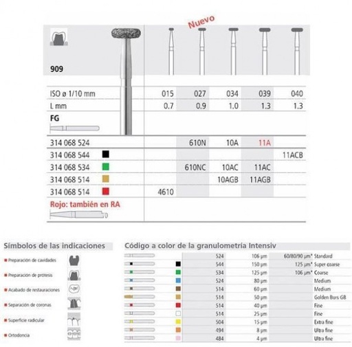 [IN0772] RA 11A/6 909-039 RA DIAM. MEDIO 6ud.