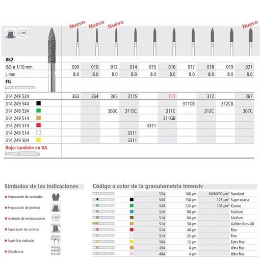 [IN1083] FG 312/6 CB 862-019 FG DIAM. S-GRUESO 6ud.