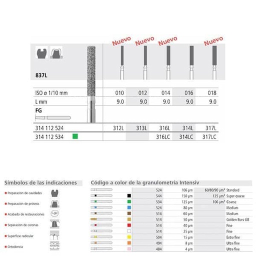 [IN1534] FG 316L/6 837L-014 FG DIAM. MEDIO 6ud.