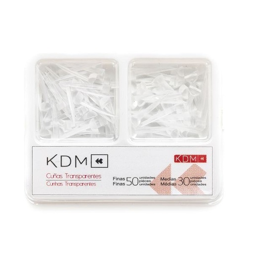 [KM0358] CUÑAS KDM TRANSPARENTES 50 DELG.+30 MED.