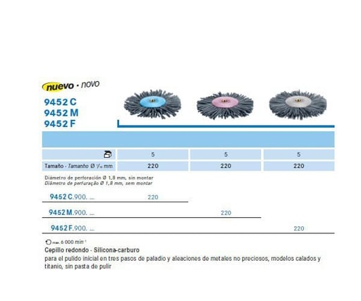 [KO4282] 9452F.900.220 KOMET CEPILLO GRIS SILICONA/CARBURO