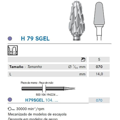 [KO5645] H79SGEL.104.070 KOMET CARBURO LAB ZURDOS