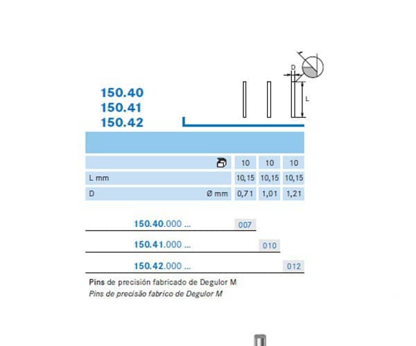 PINS KOMET 150.42.0.012 PRECISION MICROFRES. 10 UD