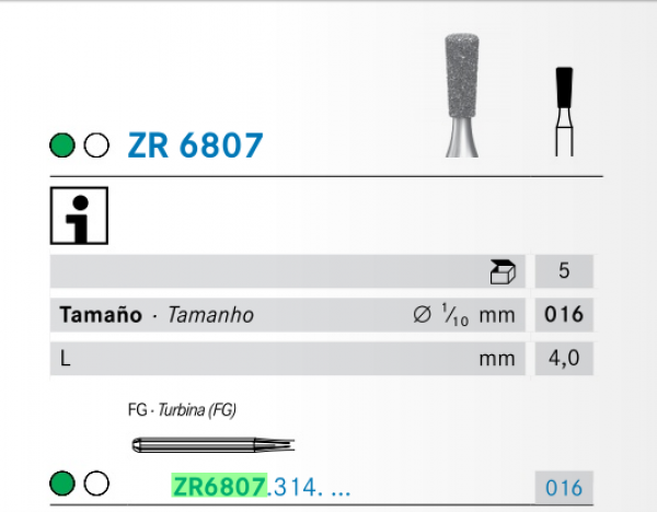 ZR6807.314.016 KOMET diamante lab turbina 5 ud