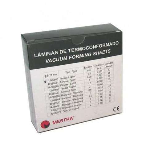 [MS0426] LAMINAS TERMOCONFORMADO FERULAS 0,5mm. 50ud.