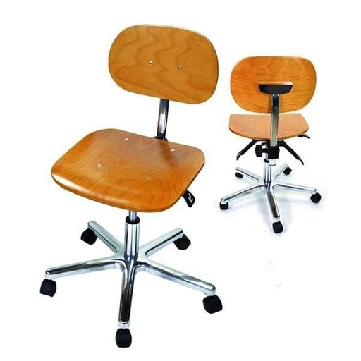 [MS0567] SILLA DE TRABAJO CON RUEDAS REGULABLE DE MADERA