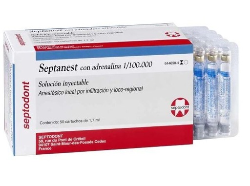 [SE0135] SEPTANEST 40MG./ML. 1:100.000 CAJA 50ud. AZUL