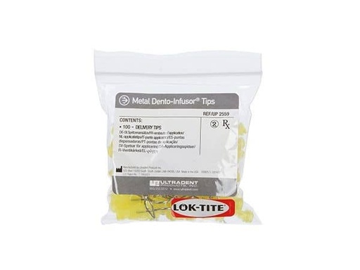 [UL0176] METAL DENTO-INFUSOR TIPS DUAL THREAD 100 UND.