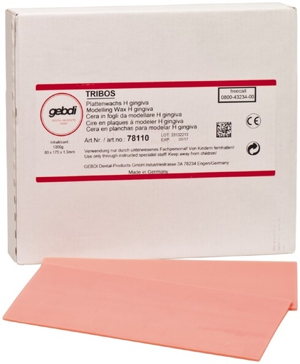 [GG104285] TRIBOS M CERA EN PLANCHAS GINGIVA PARA MODELAR 1000gr